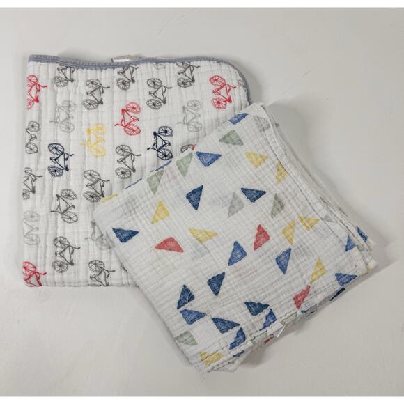 aden + anais 100% Cotton Muslin Swaddling & Mini Dream Blanket Set Bicycles Boy - Picture 1 of 3